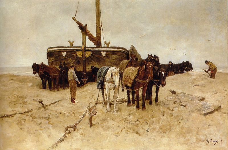 Anton mauve Fishing boat on the beach